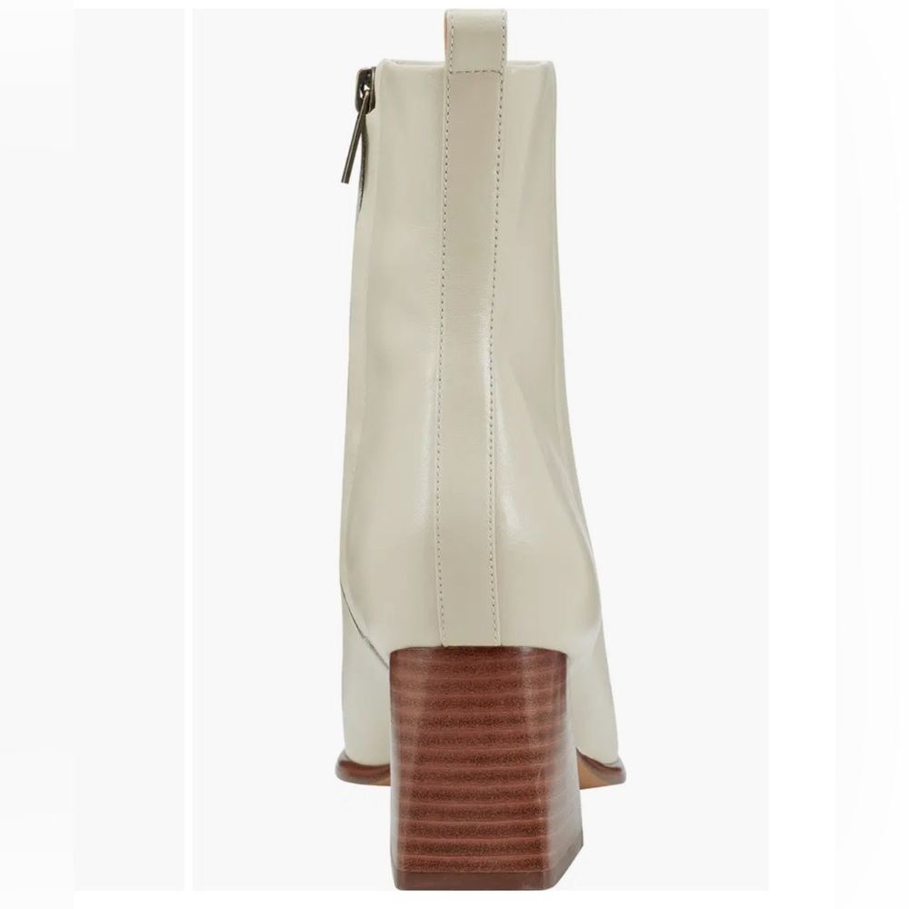 Marc Fisher Floria Cream LEATHER Ankle Bootie Stacked Block Heel Size 11 NEW - Picture 5 of 13
